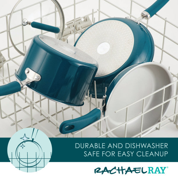 14.25-Inch Nonstick Induction Wok loaded in dishwasher rack for cleaning.