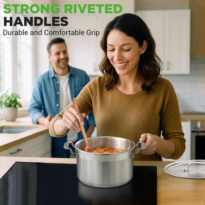 5-Quart Stockpot for Even Heat, Stainless Steel, Induction Compatible