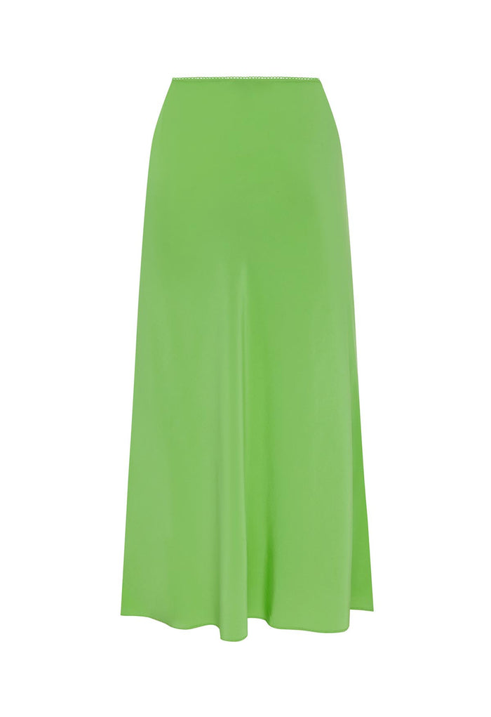 Bias Mid Skirt Verde Silk