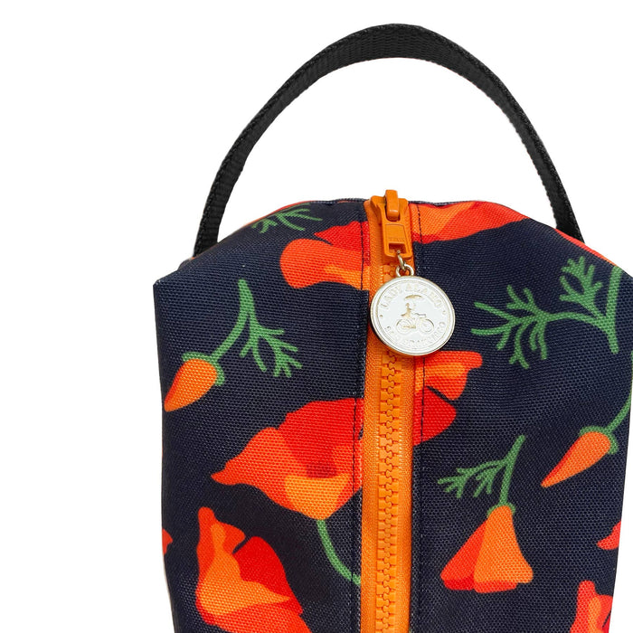 Box Zip: Poppy Charcoal: 5.25" W x 3.25" H x 9"