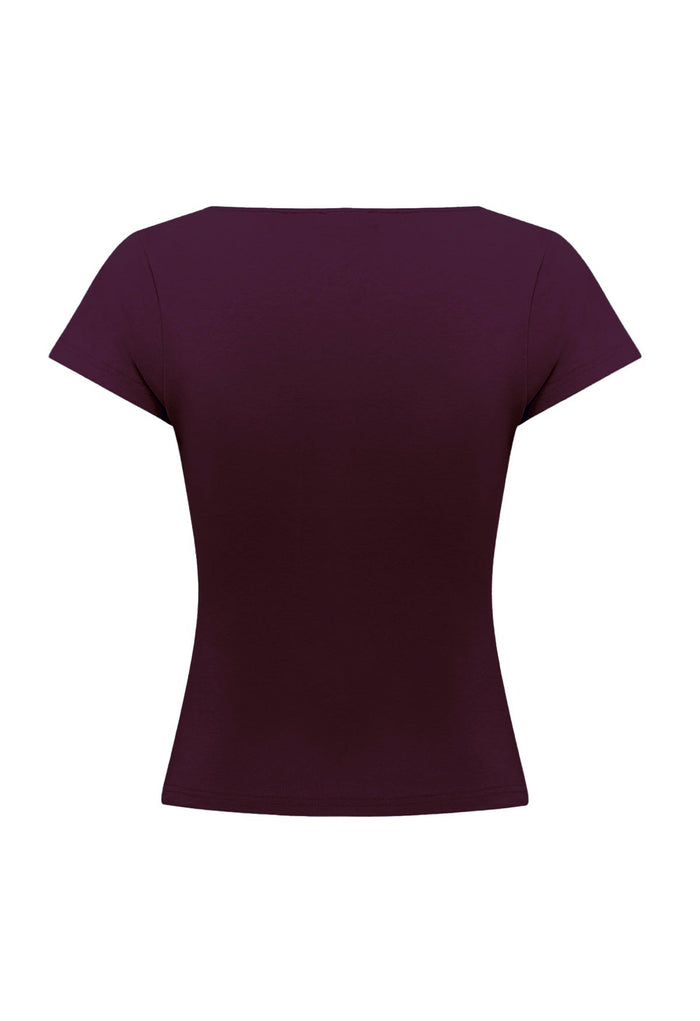 Button-Through Tee Aubergine