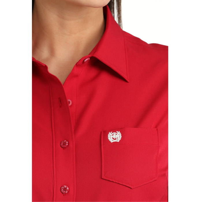 Cinch Women's L/S ArenaFlex Solid Pink Western Button Down Shirt