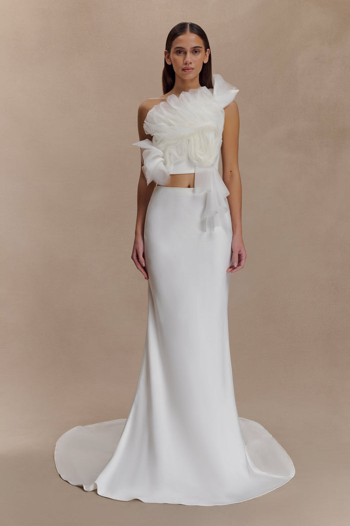 Clara Fishtail Maxi Skirt - White