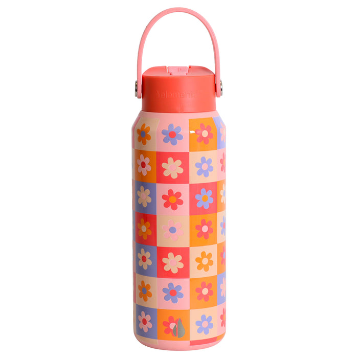 Elemental - Core Insulated Leakproof Bottle w/Handle 40oz - Checkered Flowers