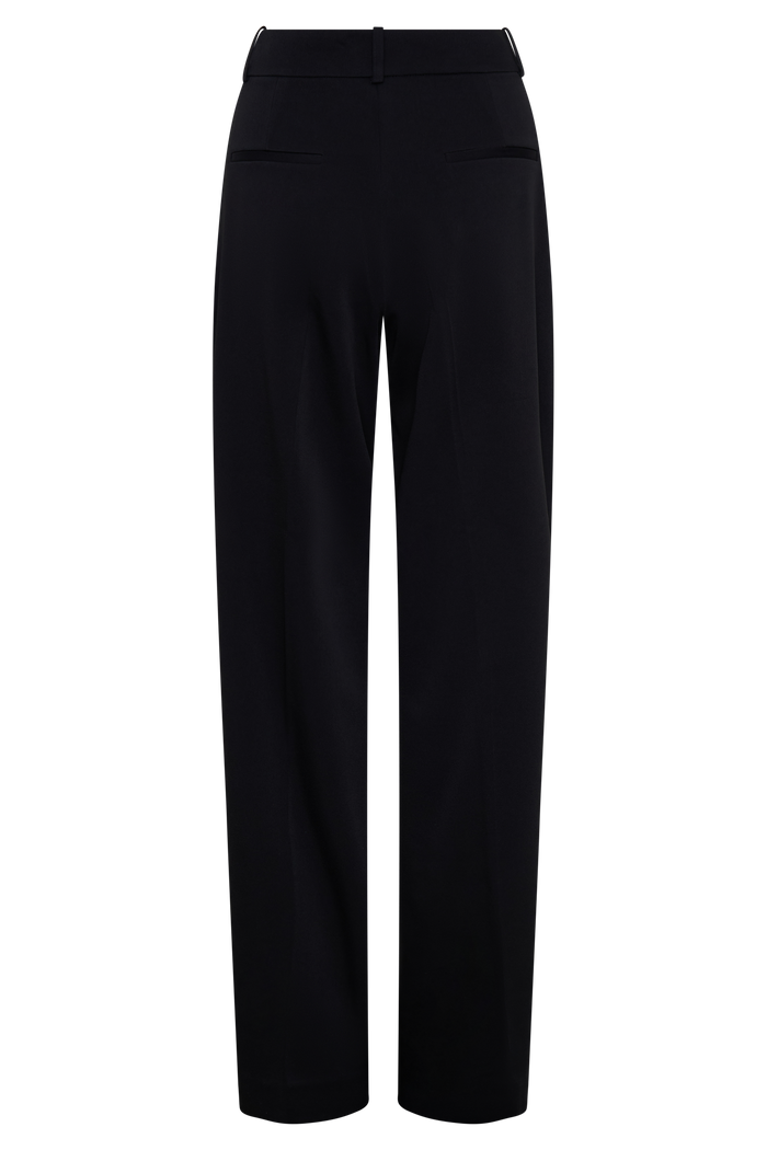 Fatima Satin Straight Leg Pant - Black