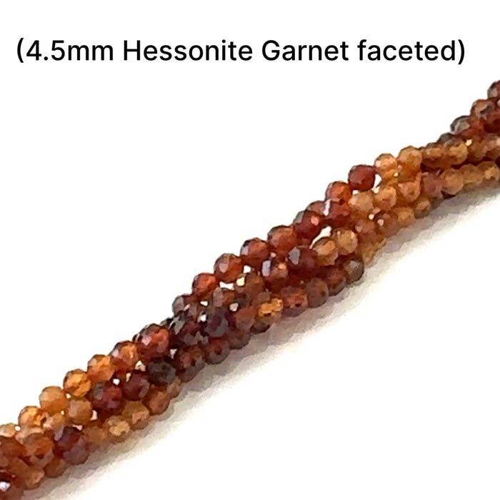 One 4.5mm Hessonite Garnet Ombre Micro Faceted 16'' gemstone strand