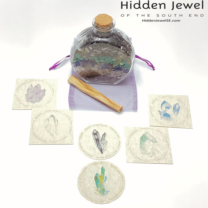 Type F (flat round) gemstone chip bottle