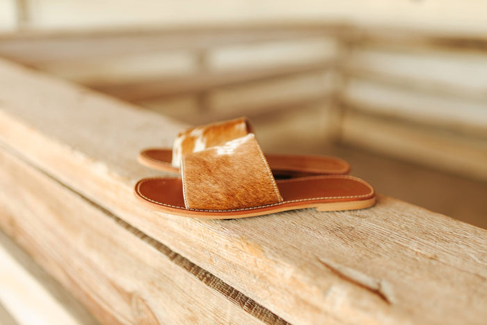 Genuine Cowhide Sandals - BrownMulti6