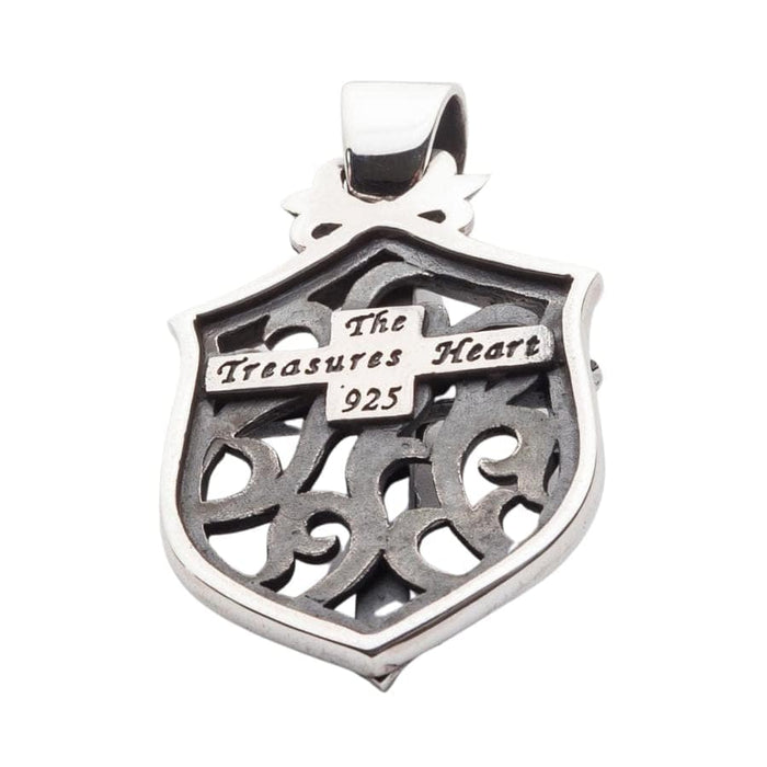 Back of the pendant showing The Treasures Heart engraving and 925 hallmark