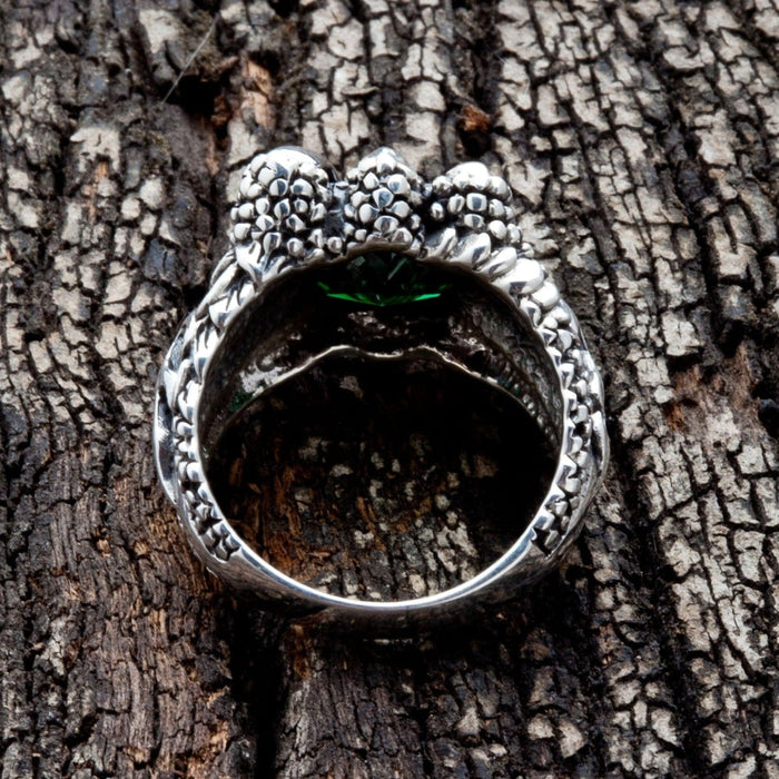 The inside of the heavy dragon claw ring, showing its solid silver construction.