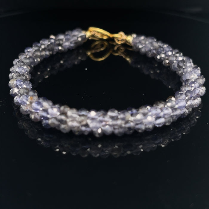 Iolite Crocheted Gemstone Bracelet | Gold-Filled Toggle | Reiki
