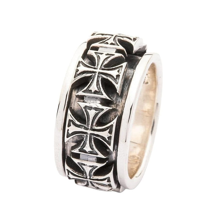 Silver Cross Spin Ring for Men