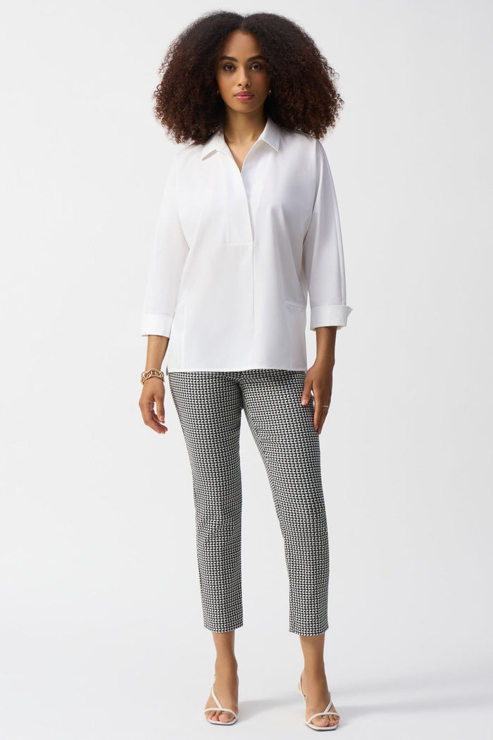Joseph Ribkoff 251948-1761 Vanilla Poplin Boxy Shirt with Overlapping V-Neck - Dotique