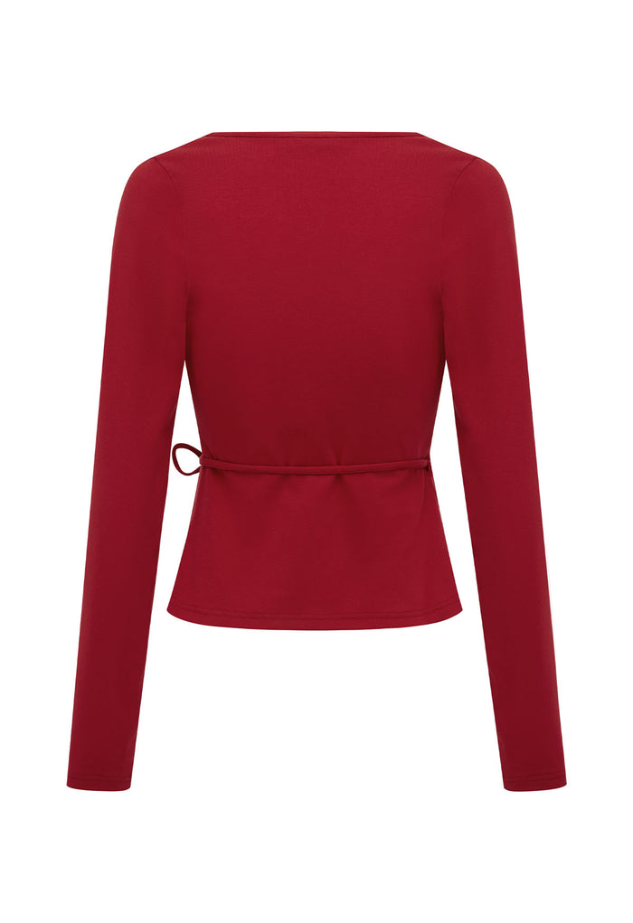 Long Sleeve Wrap Top Vino Rosso (Original Fit)