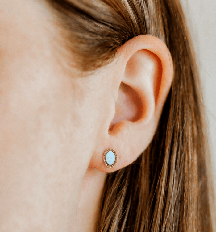 Linny & Co. Luna Opal Blue Earrings