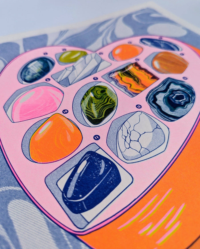 Man I Love Rocks and Gemstones | 11"x14" Risograph Print | Christina Hu