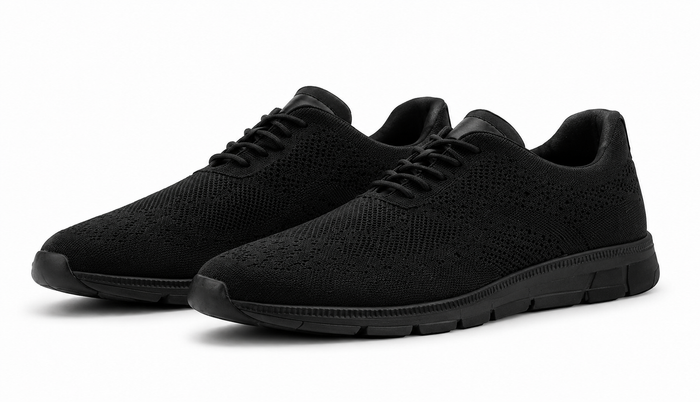 Men's Black Knit Sneaker Shoe