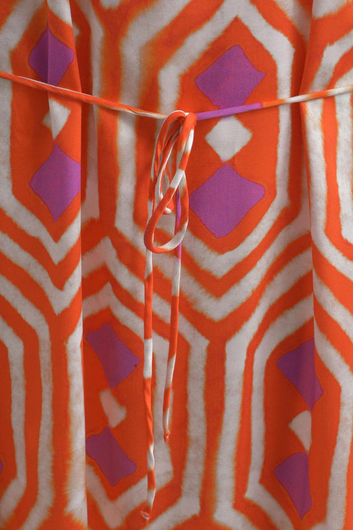 Milano 41-6254-1247 1302 Hot Orange Print Dress - Dotique