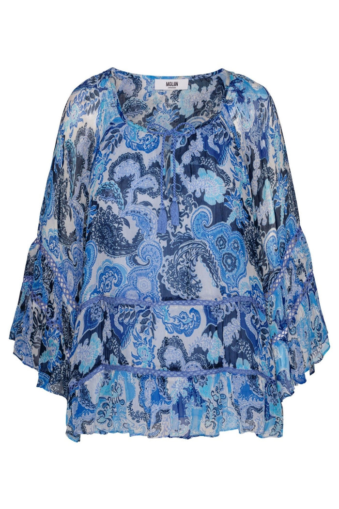 Moliin 2413273 Gillian 4320 Blue Baltic Sea Print Relaxed Fit Top - Dotique