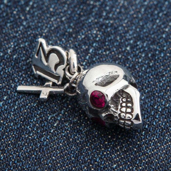 Handcrafted sterling silver gothic skull charm pendant