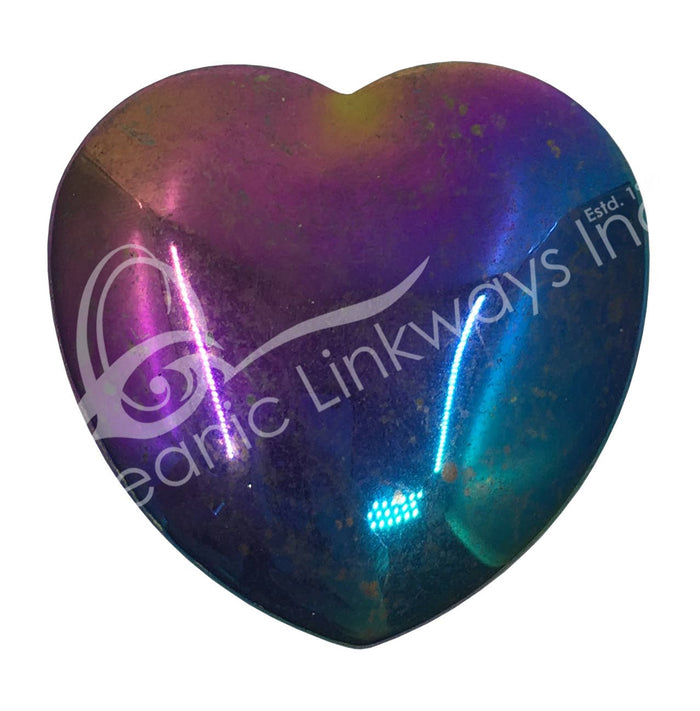 Oceanic Linkways Inc - (PC)HEART - HEMATITE, RAINBOW 1.5 X 1.75"