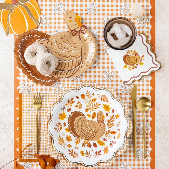 My Mind’s Eye Rust Gingham Block Print Paper Table Runner