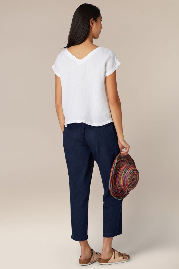 Sahara LAT5816-OL White Organza Linen Reversible Top - Dotique
