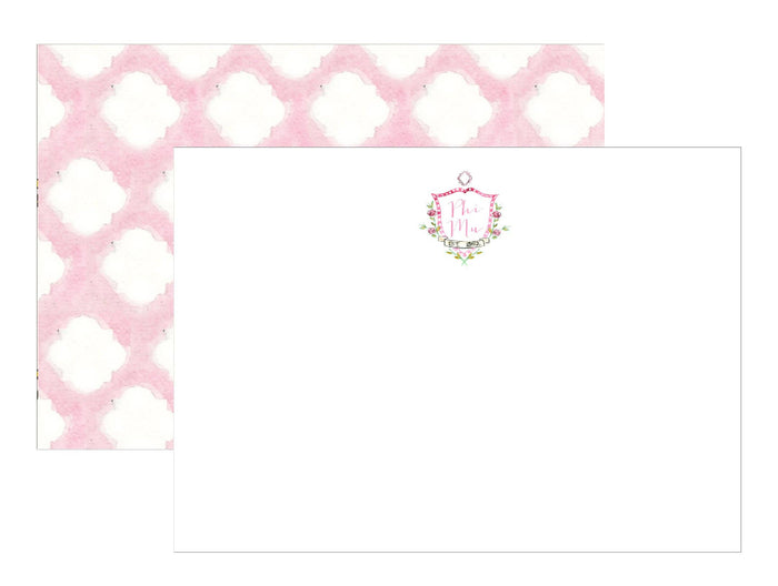 Over The Moon Greek Phi Mu Sorority & Greek MOTIF Notecards