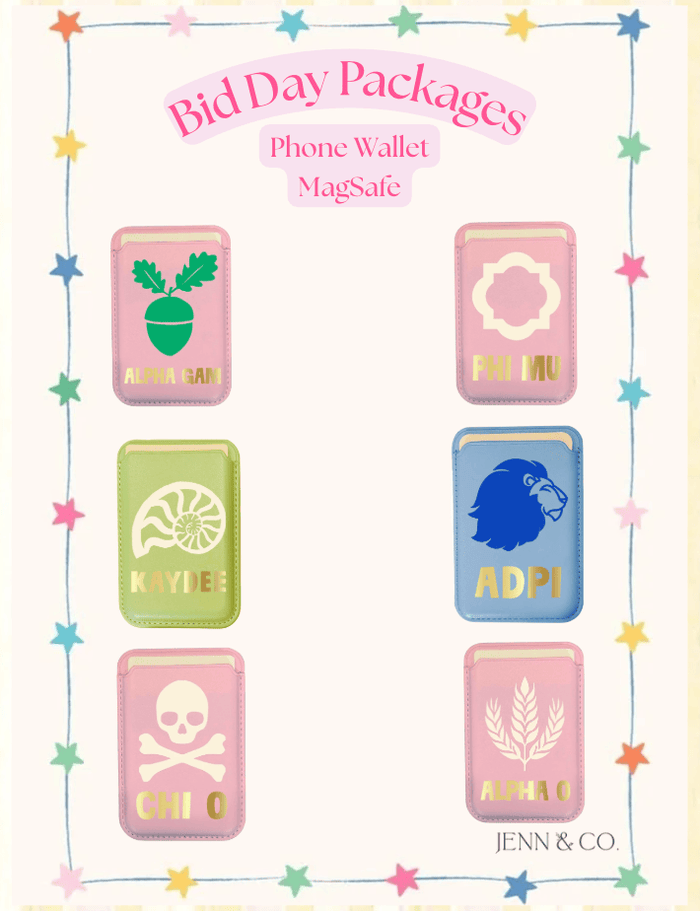 Over The Moon Greek Sorority Mag Safe Cell Phone Wallet