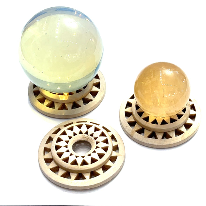 One Wooden Sphere Stand (spheres not included)