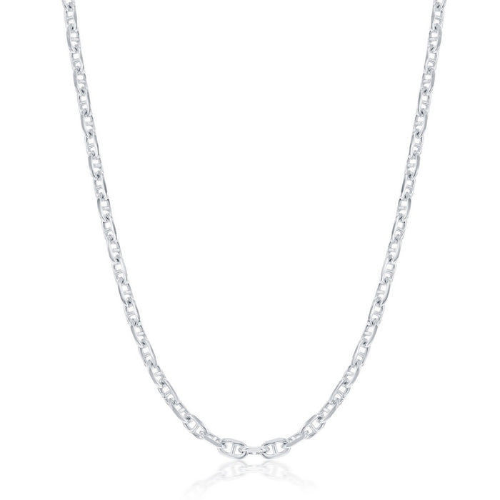 Sterling Silver 3.6mm Anchor Marina Chain Rhodium Plated