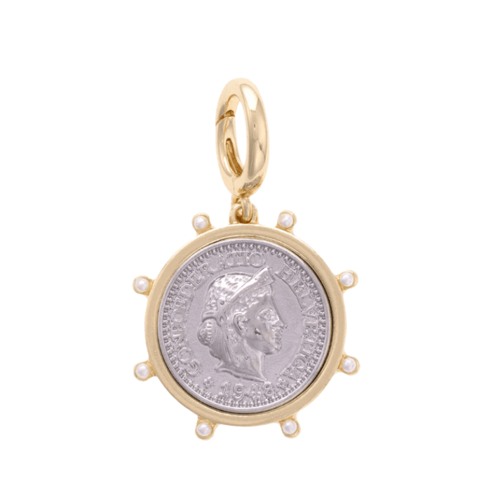 Canvas Style Studded Coin Charm
