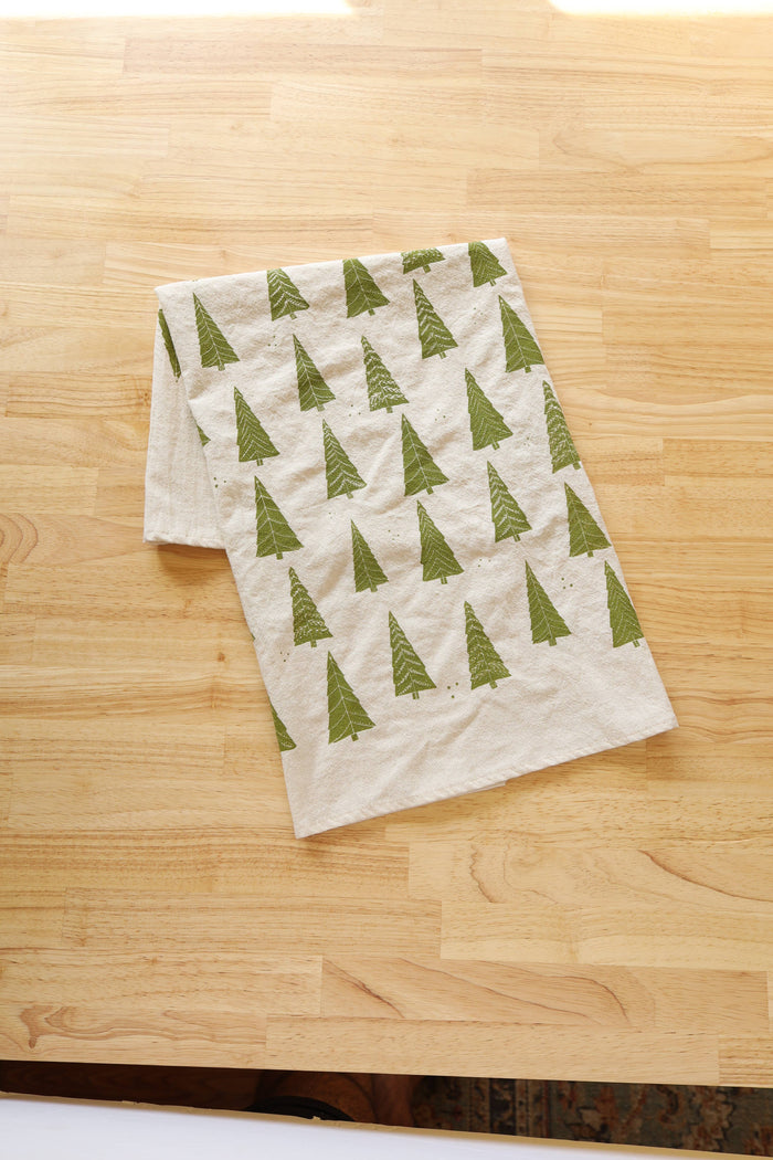 The High Fiber - Christmas Tree Tea Towel, Handprinted on Natural Cotton