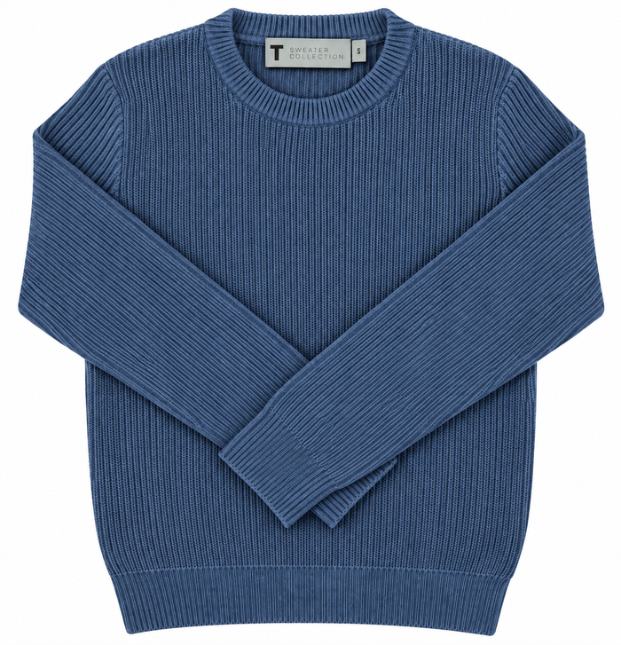 T.O. Collection Boys Crew Neck Ribbed Knit Sweater