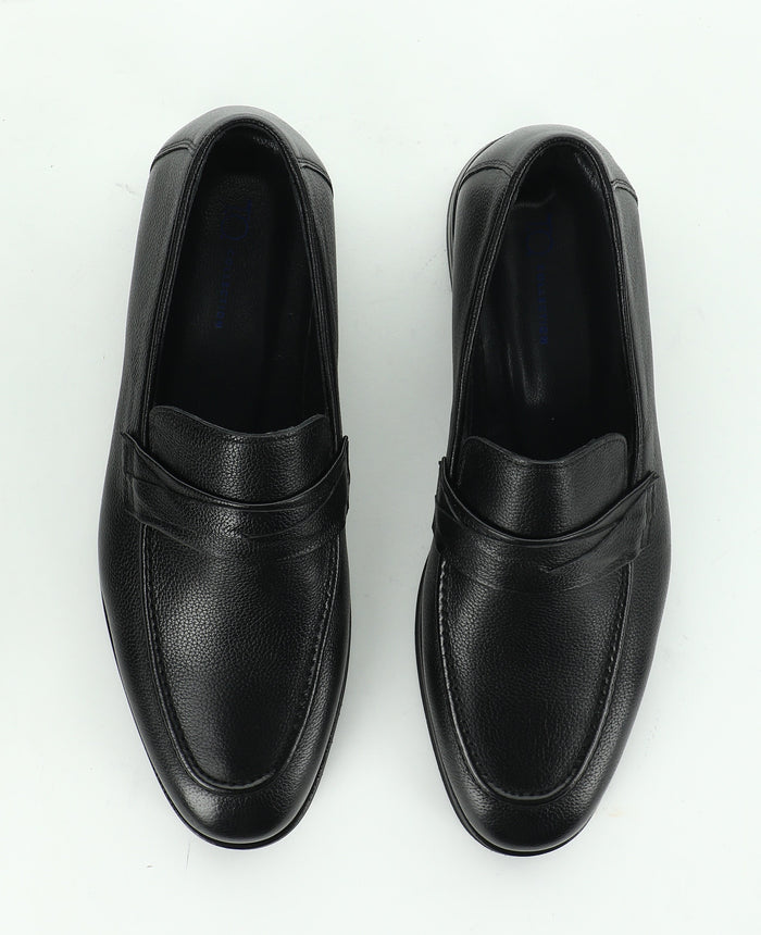 T.O. Collection Men's Dress Pebbled Penny Loafer Shoes - Black