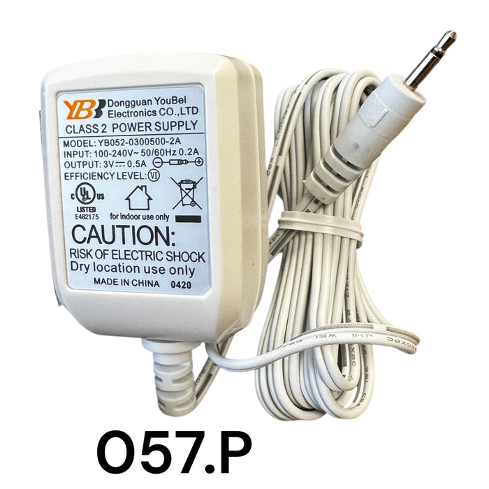 White Replacement Adapter 3V DC 500mA with a Male Jack