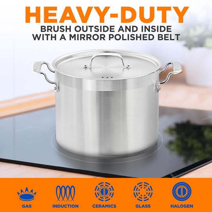 14 Qt Stock Pot - Even Heat, Induction Ready, Stainless Steel