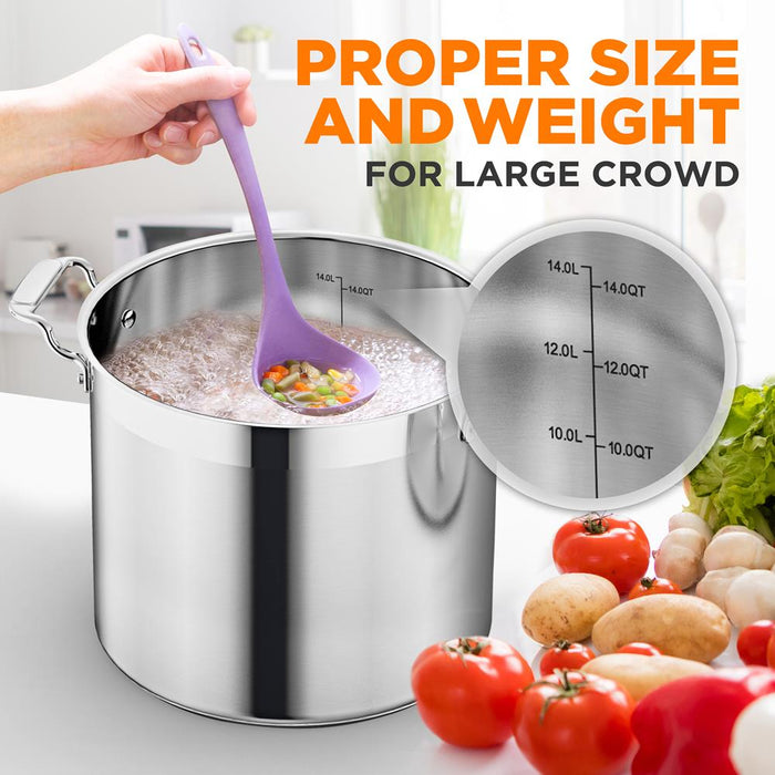 14 Qt Stock Pot - Even Heat, Induction Ready, Stainless Steel