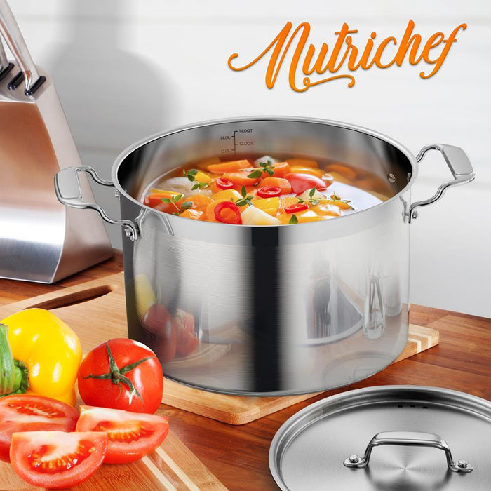 14 Qt Stock Pot - Even Heat, Induction Ready, Stainless Steel
