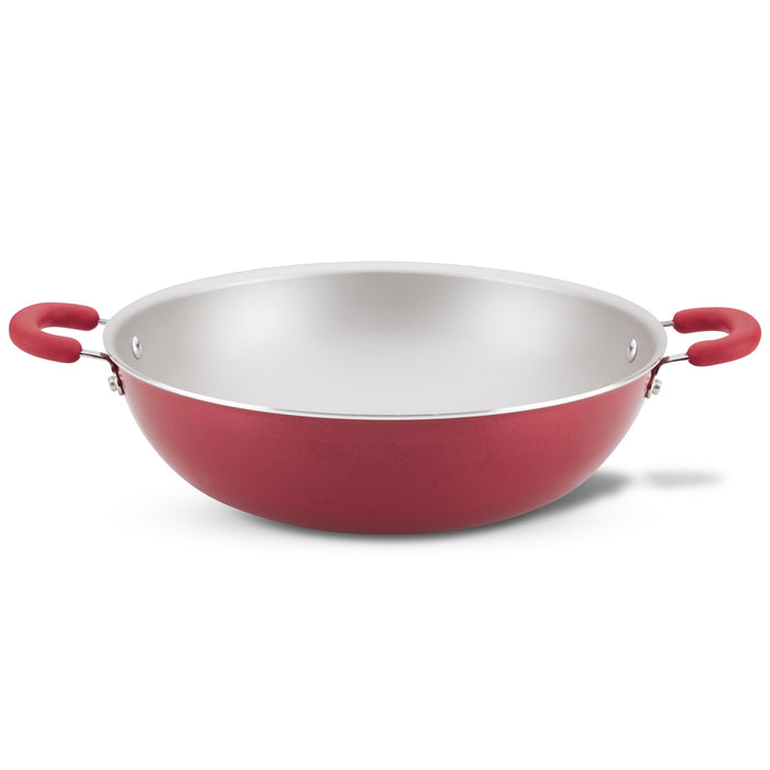 14.25-Inch Nonstick Induction Wok with double handles for quick stir frying.
