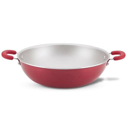 14.25-Inch Nonstick Induction Wok with double handles for quick stir frying.