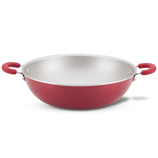 14.25-Inch Nonstick Induction Wok with double handles for quick stir frying.