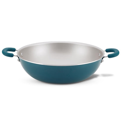 14.25-Inch Nonstick Induction Wok with dual handles on a white background.