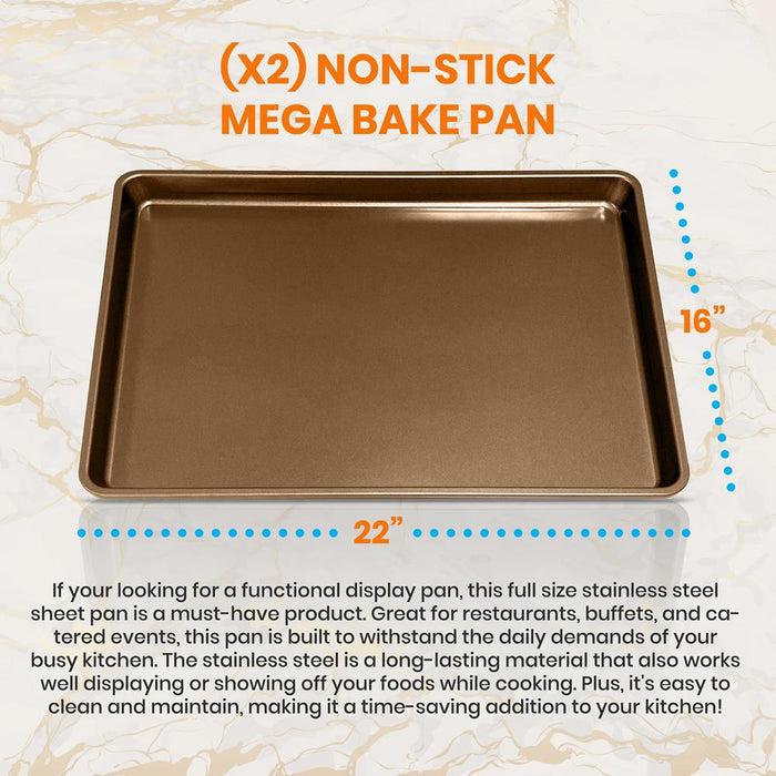 2-Piece Nonstick Cookie Sheets - Easy Clean Carbon Steel, Metallic