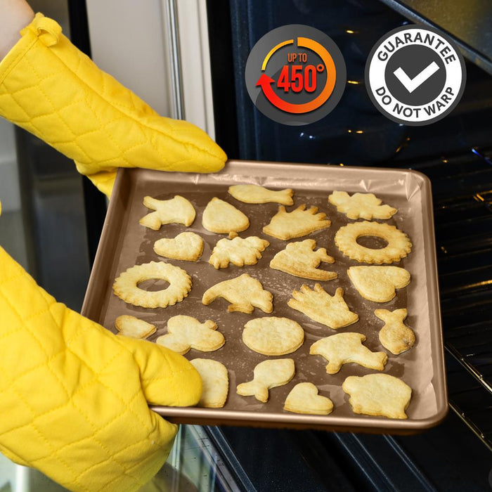 2-Piece Nonstick Cookie Sheets - Easy Clean Carbon Steel, Metallic