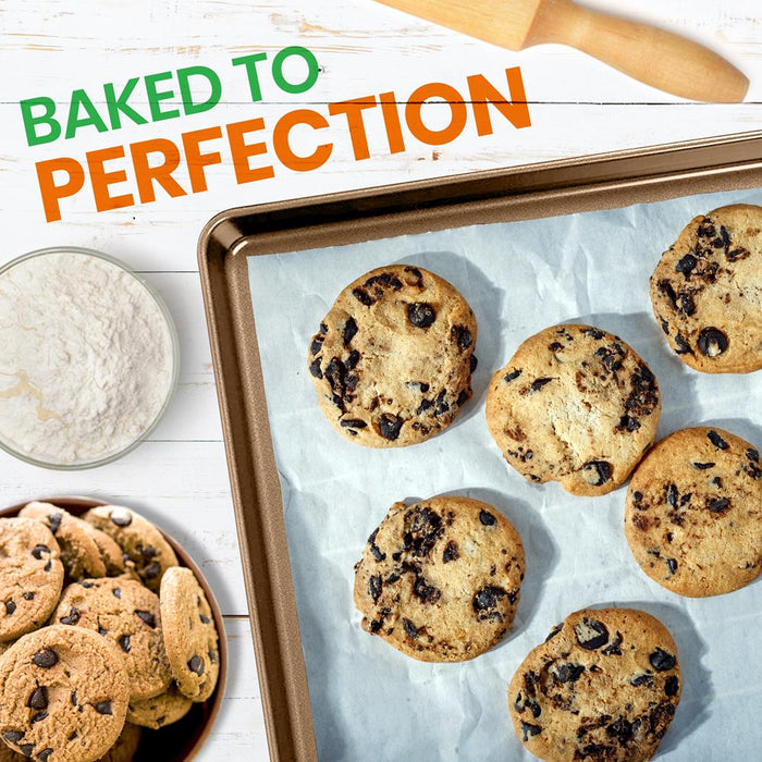 2-Piece Nonstick Cookie Sheets - Easy Clean Carbon Steel, Metallic