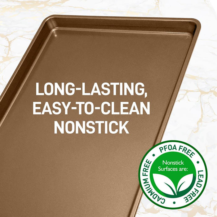 2-Piece Nonstick Cookie Sheets - Easy Clean Carbon Steel, Metallic