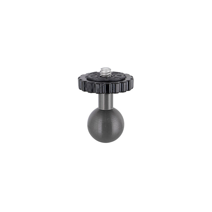 The 20mm Metal Ball to 1/4-20 Camera Bolt Adapter features a metal/plastic knob with threaded screw, round base, and textured grip—ideal for attaching accessories to ARKON Mounts or as a camera/tripod adapter.