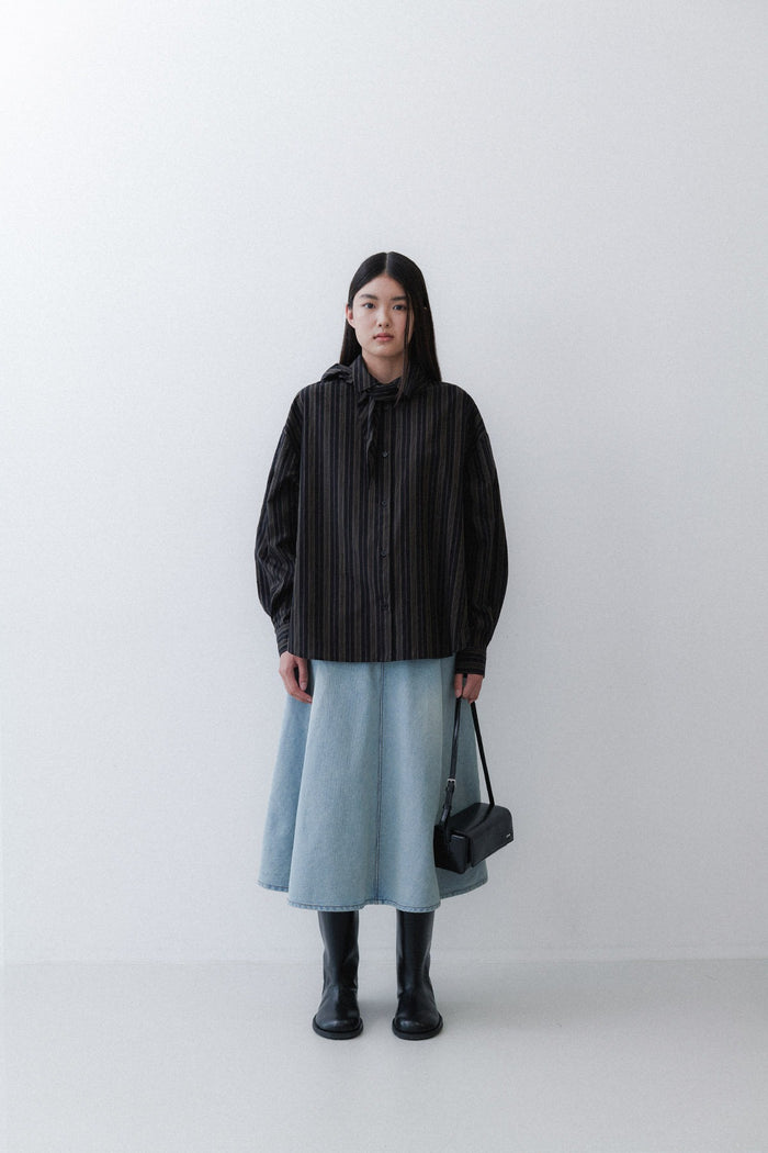 [2ND RESTOCK] SCARF SHIRT - ANTHRACITE STRIPE