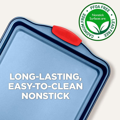 3-Piece Nonstick Cookie Sheets Set, Carbon Steel, Blue